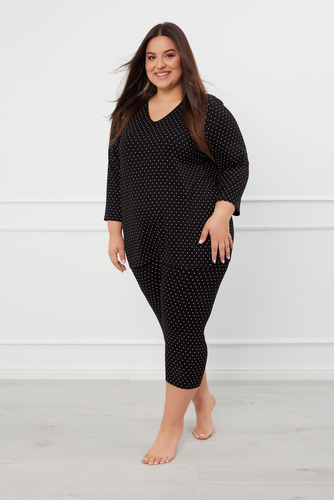 Puntini Piżama Damska 3/4 Italian Fashion - czarny