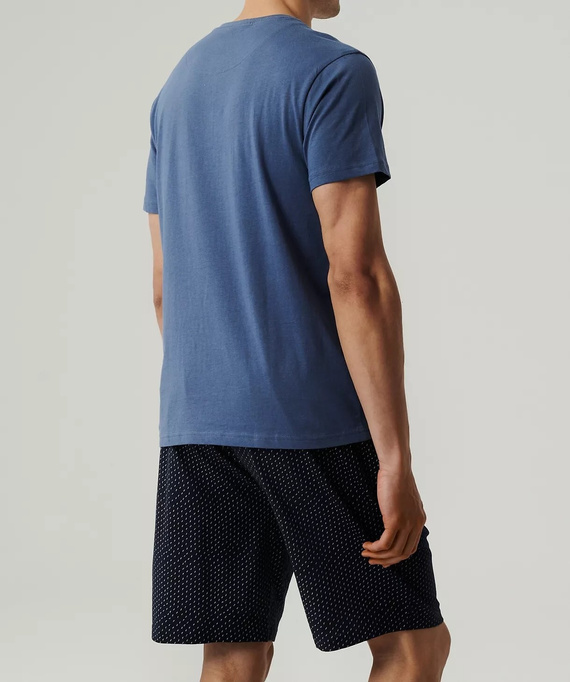 NMP-386 Piżama męska krótki rękaw, Atlantic-niebieski granatowy