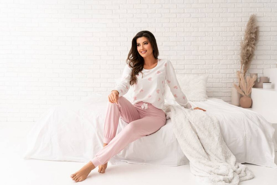 Sweet Long Piżama damska Donna różowy pudrowy