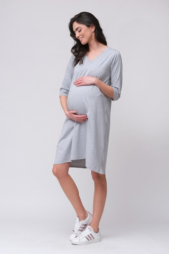 Sukienka oversize ciążowa i do karmienia Cool Mama szary melanż
