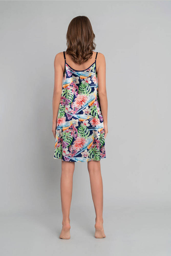 Polinezja Damska koszula nocna, wąskie ramiączko Italian Fashion - druk kwiaty