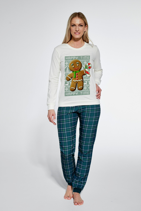 671/347 Cookie Piżama damska świąteczna Cornette ecru