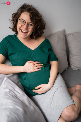 Spódnica ciążowa Tummy z dzianiny w prążki Milk&Love jasny melanż