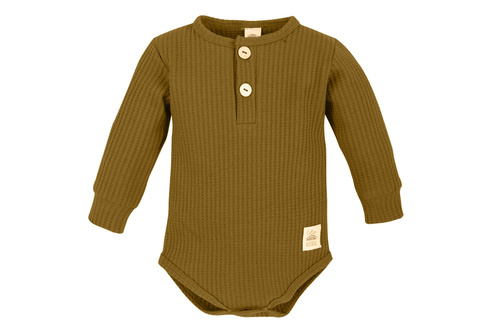 "Natural Waffel" Makoma Body polo z długim rękawem golden brown