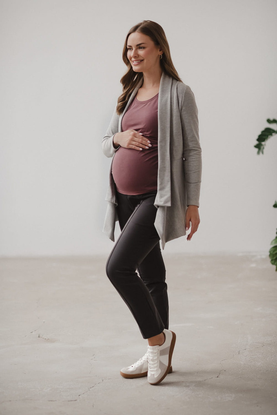 Mama Wrap Kardigan ciążowy Milk&Love jasny szary melanż