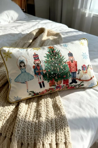 Christmas Time Poszewka świąteczna LED BN23 – biała i zielona, velvet, 12 światełek LED, zamek