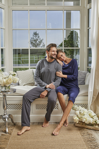 Song Piżama Damska 3/4 rękaw, 3/4 spodnie Italian Fashion - granatowy