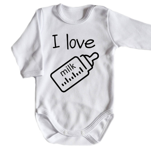 "I love milk" Moocha body długi rękaw biały
