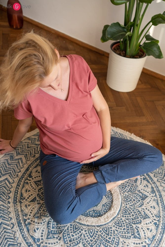 Two Ways Milk&Love bluzka ciążowa i do karmienia z krótkim rękawem dusty cedar