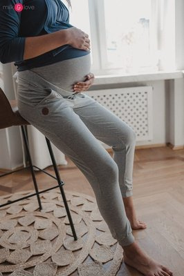 Spodnie Milk&Love dresowe ciążowe jasny szary melanż