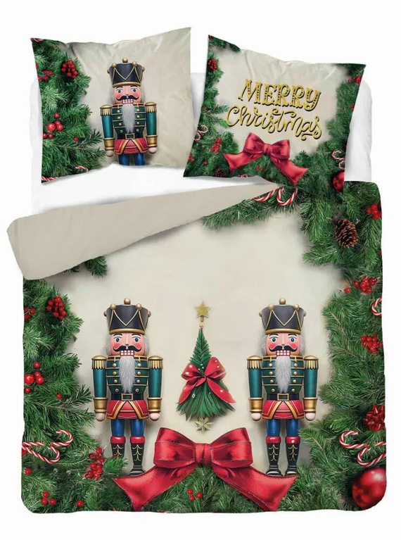 5300 A Pościel świąteczna dziadek do orzechów Detexpol kremowy