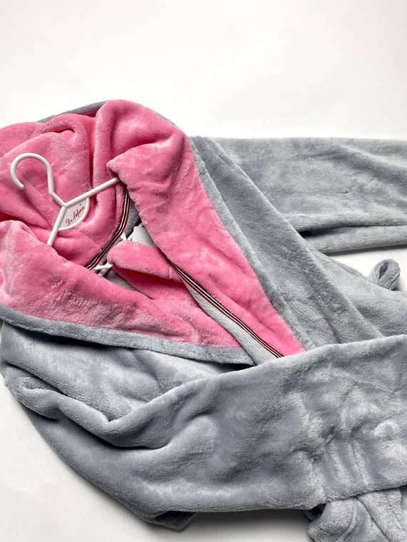 627 Soraya Krótki Szlafrok damski Forex - jasny szary / róż