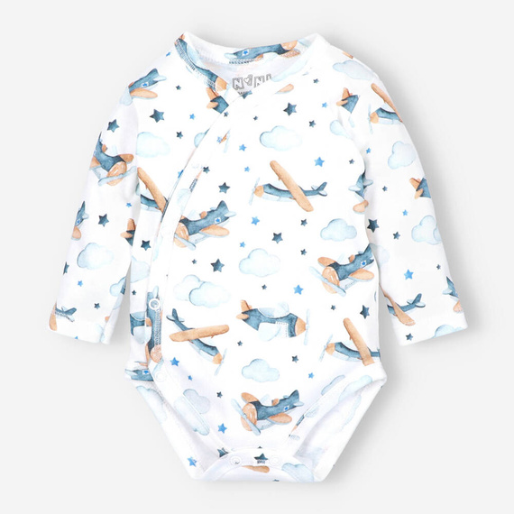 ABK-0012/SAM Samoloty Komplet niemowlęcy z bawełny organicznej Nini granatowy