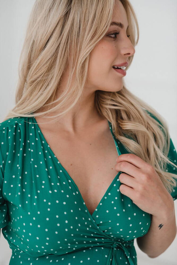 Milk Shake Milk&Love Sukienka do karmienia krótki rękaw zielona w groszki