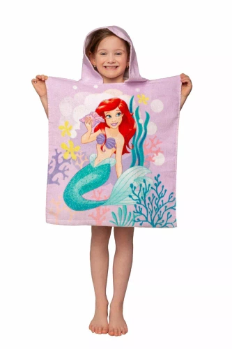 Poncho dziecięce Arielka Syrenka różowe Ręcznik z kapturem Disney Jf24 Na basen, plażę, kąpiel Jerry Fabrics