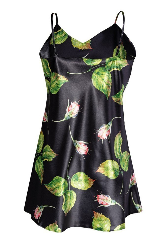 DK-HK Flowers Halka satynowa koszulka damska DKaren - 8 czarny