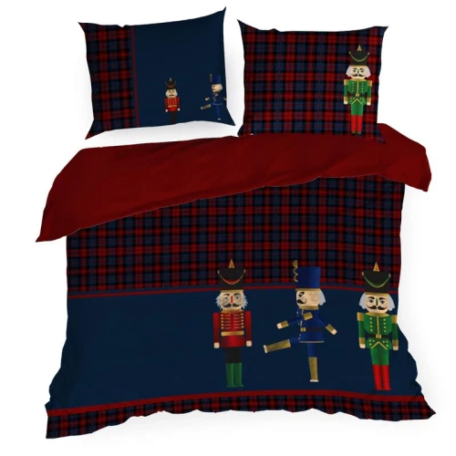 Peter Pościel świąteczna satynowa dziadek do orzechów Eurofirany granatowy