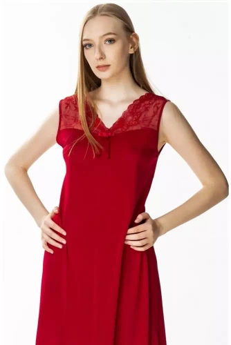 86374 Paula koszula nocna damska Mewa burgund