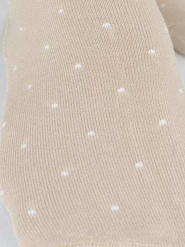 Stopki damskie Noviti ST077 – modal, kropki, płaskie szwy, komfort beżowy