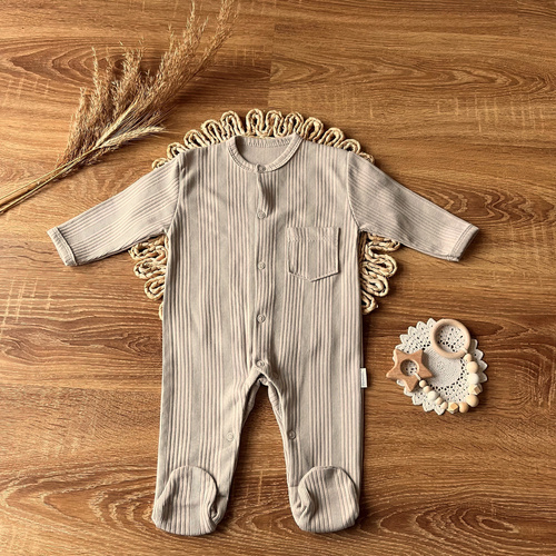 PAAB015 EkoBaby Mamatti Pajac niemowlęcy - beżowy