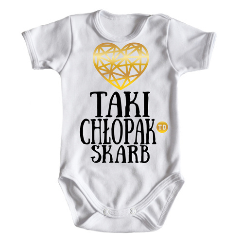 "TAKI CHŁOPAK TO SKARB" Moocha Body krótkie rękaw biały