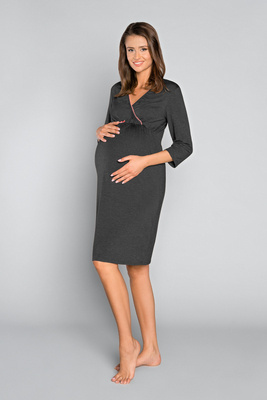 Sonata ciążowa i do karmienia 3/4 rękaw Italia Fashion - ciemny melanż/łosoś