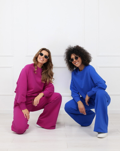 Komplet dresowy damski Margo Italian Fashion – bawełna- jeżynowy