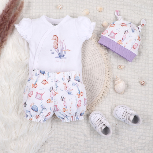 ABN-5489 Underwater World Szorty niemowlęce Nini– bawełna organiczna, dla dziewczynki