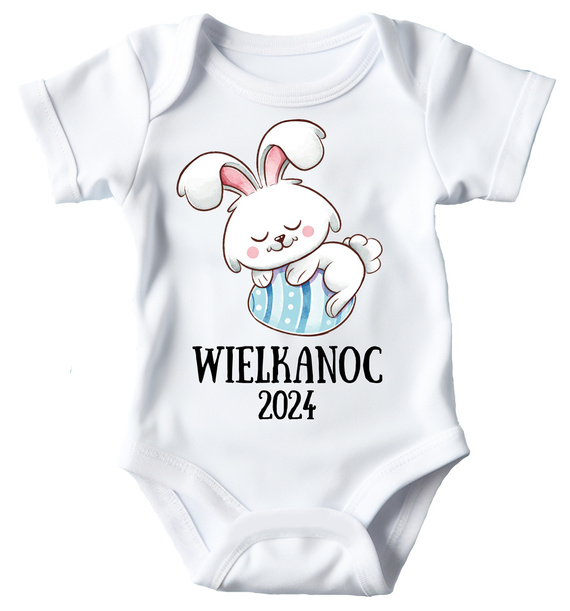 "Wielkanoc z króliczkiem dla chłopca" Moocha body krótki rękaw biały