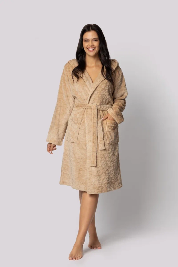Leopard szlafrok damski Envie beige