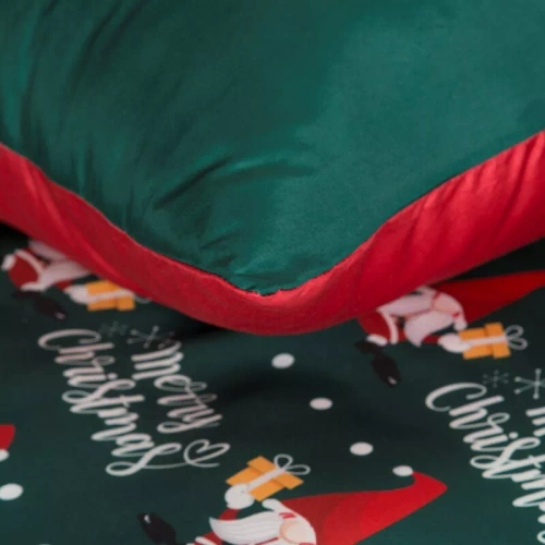 Galdor Pościel świąteczna z mikrowłokna Eurofirany zielona czerwona skrzaty– miękka, lekka i łatwa w pielęgnacji, z zamkiem błyskawicznym