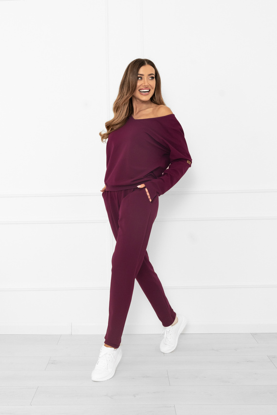 Karina Komplet dresowy damski Italian Fashion burgund – bawełna, wygodny