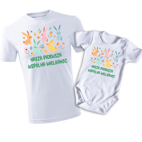 "Nasza pierwsza wspólna Wielkanoc" Moocha koszulka męska biały