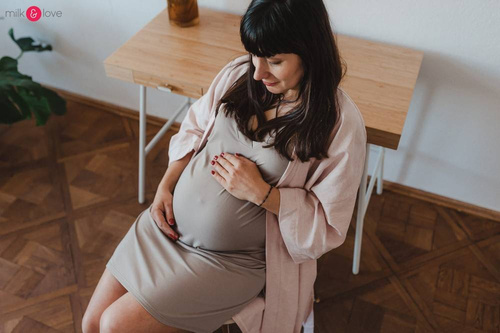 Moon bambusowa koszula nocna ciążowa i do karmienia Milk&Love eukaliptus