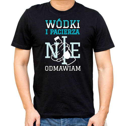 "Wódki i pacierza nie odmawiam" Moocha koszulka męska czarny