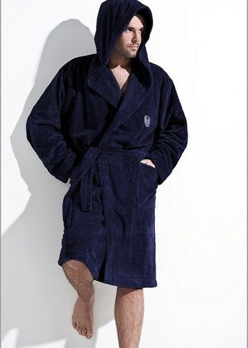 Szlafrok męski z kapturem L&L Iwo grafit