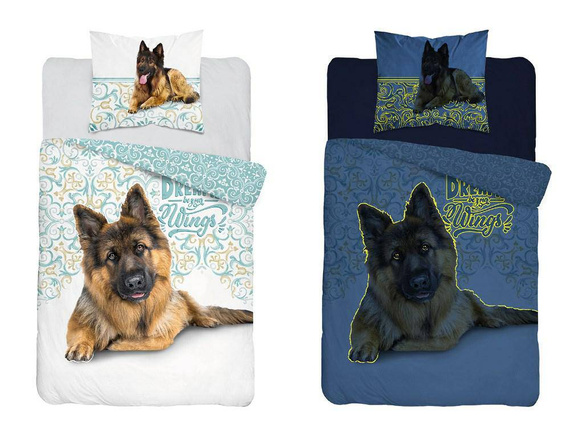 4023 A Fluo 133 Pościel bawełniana świecąca w ciemności owczarek niemiecki Detexpol