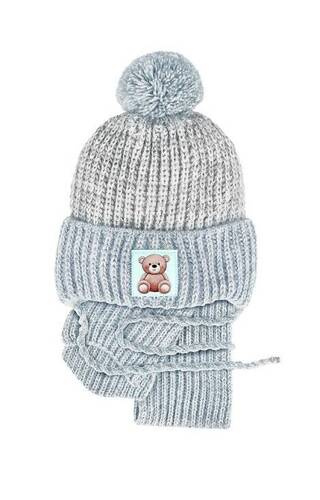 48-318 Komplet czapka+golf AJS błękitny melanż