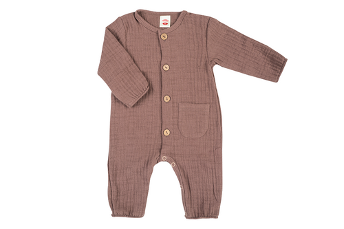 "Bamboo Muslin Choco" Makoma Pajac muślinowy