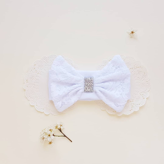 0716K Princess Opaska z kokardką Marija - biały