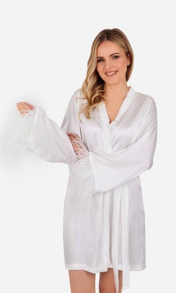 Allure Szlafrok damski satynowy ByShelly - ecru