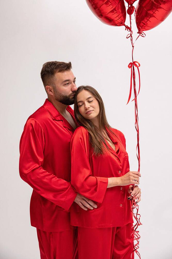 Lukas Piżama Męska Satyna - czerwony