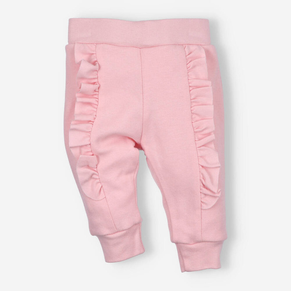 ABN-4764/JRÓ Pink Flowers Spodnie dresowe z bawełny organicznej Nini różowy 