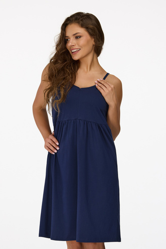 no. 25 Koszula nocna ciążowa Senizo granatowy– bawełna 100%, zamek do karmienia, ramiączka