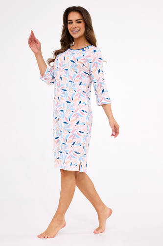 464/457 Hannah 2 Cornette – damska koszula nocna z bawełny, rękaw 3/4, długość do kolan