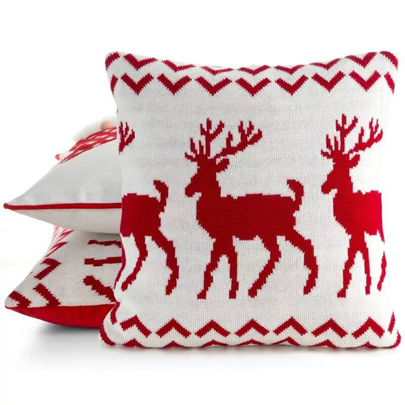 Chp 87b Poszewka świąteczna renifery Eurofirany biały/czerwony