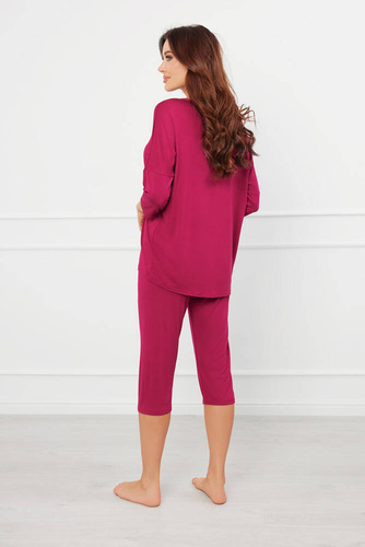 Natura Piżama Damska 3/4 Italian Fashion - wino
