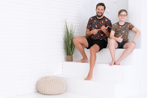 Piżama chłopięca krótki rękaw, spodnie Italian Fashion Western - oliwkowy/grafit