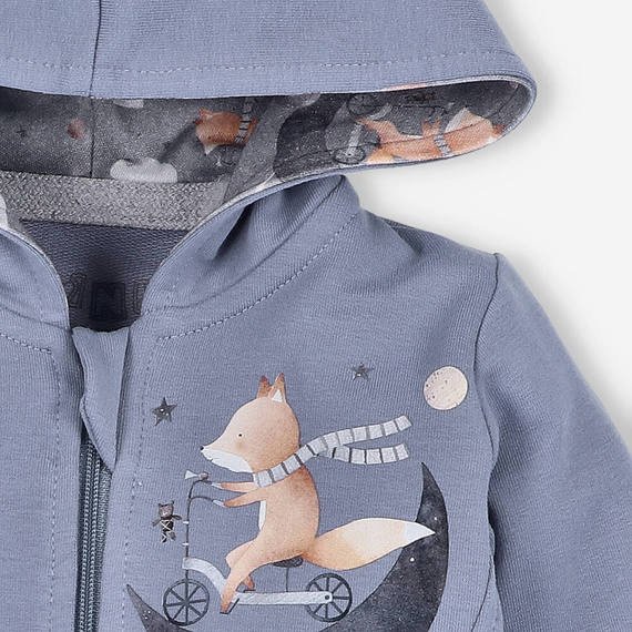 ABN-4632 Space Tour Bluza dresowa z kapturem z bawełny organicznej Nini niebieski