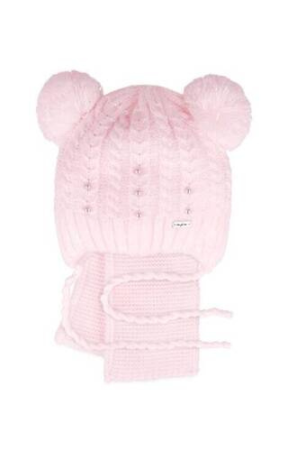 48-309 Komplet czapka+szalik AJS jasny różowy